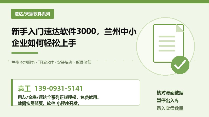 兰州速达软件3000财务管理系统操作界面示意图