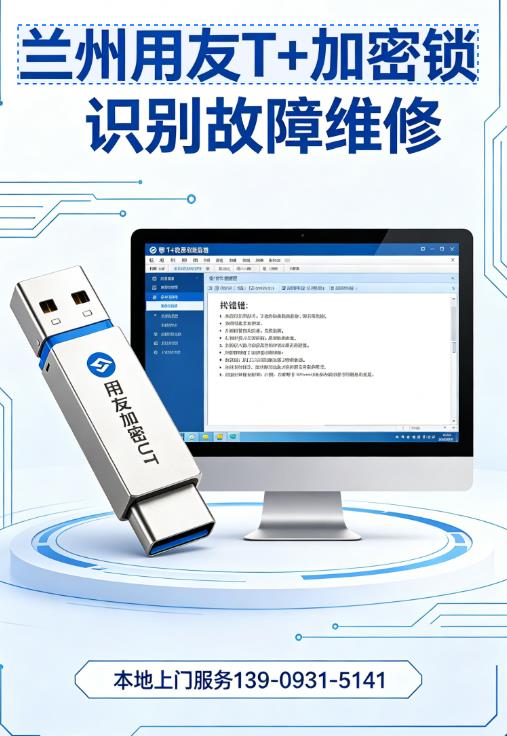 兰州用友 T + 加密锁识别故障维修，本地上门服务13909315141